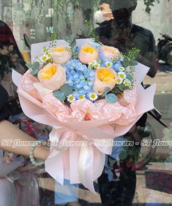 Bó hồng cam luân đôn dễ thương nhỏ gọn