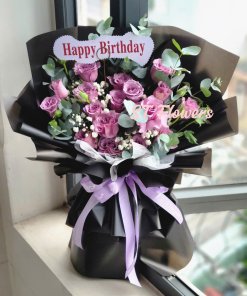 Bó Hoa Hồng Tím Sang Trọng Mừng Sinh Nhật