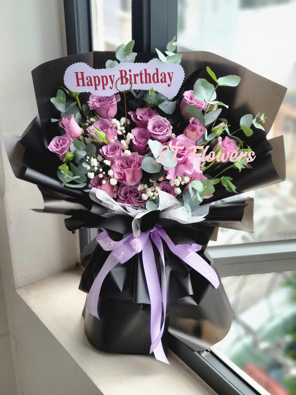 Bó Hoa Hồng Tím Sang Trọng Mừng Sinh Nhật