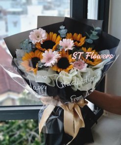 Bó Hoa Hướng Dương Mix Đồng Tiền Mừng Tốt Nghiệp