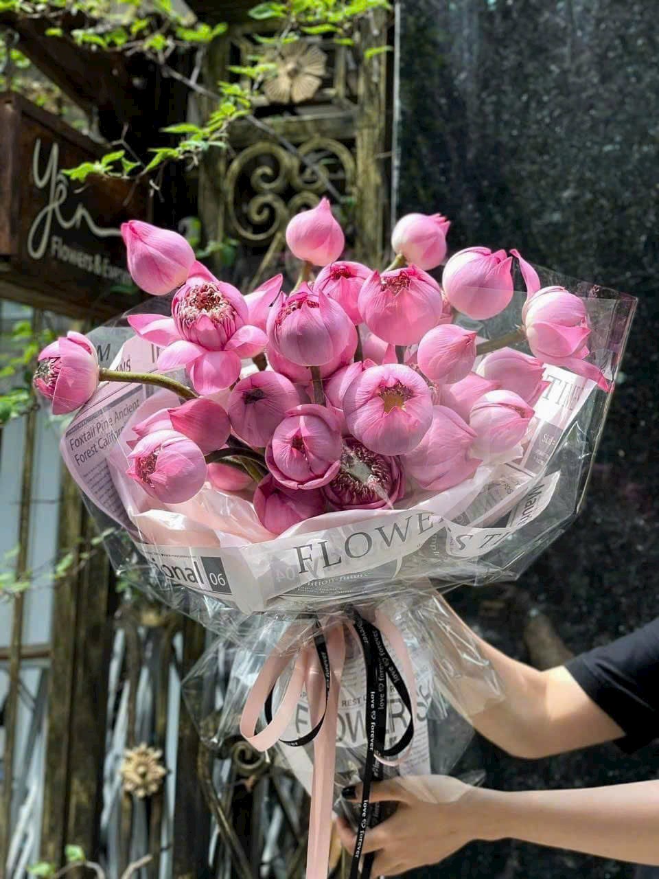 Bó Hoa Sen Hồng Tươi Thắm