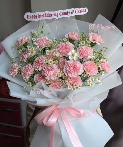 Bó hoa tươi tone hồng thanh lịch tại shop hoa STflowers Quận 7