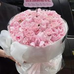 Bó hoa tươi tone hồng pastel sang trọng chúc mừng sinh nhật tại STflowers Quận 7